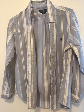 Ralph Lauren Light Blue, White & Yellow Striped Button-Down Shirt